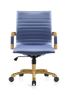 Qty 6 Modern Ergonomic Executive Office Chair, High-Back Leather Conference Desk Chair with Adjustable Height, Tilt Control, 360° Swivel & Gold Frame for Home Office