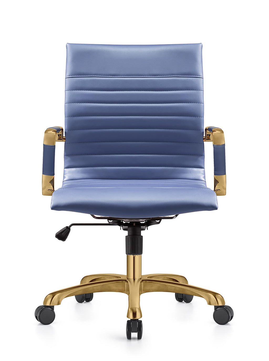 Qty 4 Modern Ergonomic Executive Office Chair, High-Back Leather Conference Desk Chair with Adjustable Height, Tilt Control, 360° Swivel & Gold Frame for Home Office