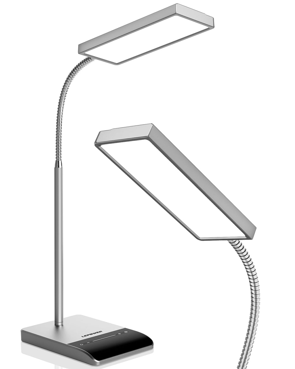 Desk Lamp, 800LM LED for Home Office, 12W Reading for Desk, Eye-Caring Light, Touch Table Gooseneck Lamp, 50 Lighting Modes, Bright for Bedroom, Study (Grey)