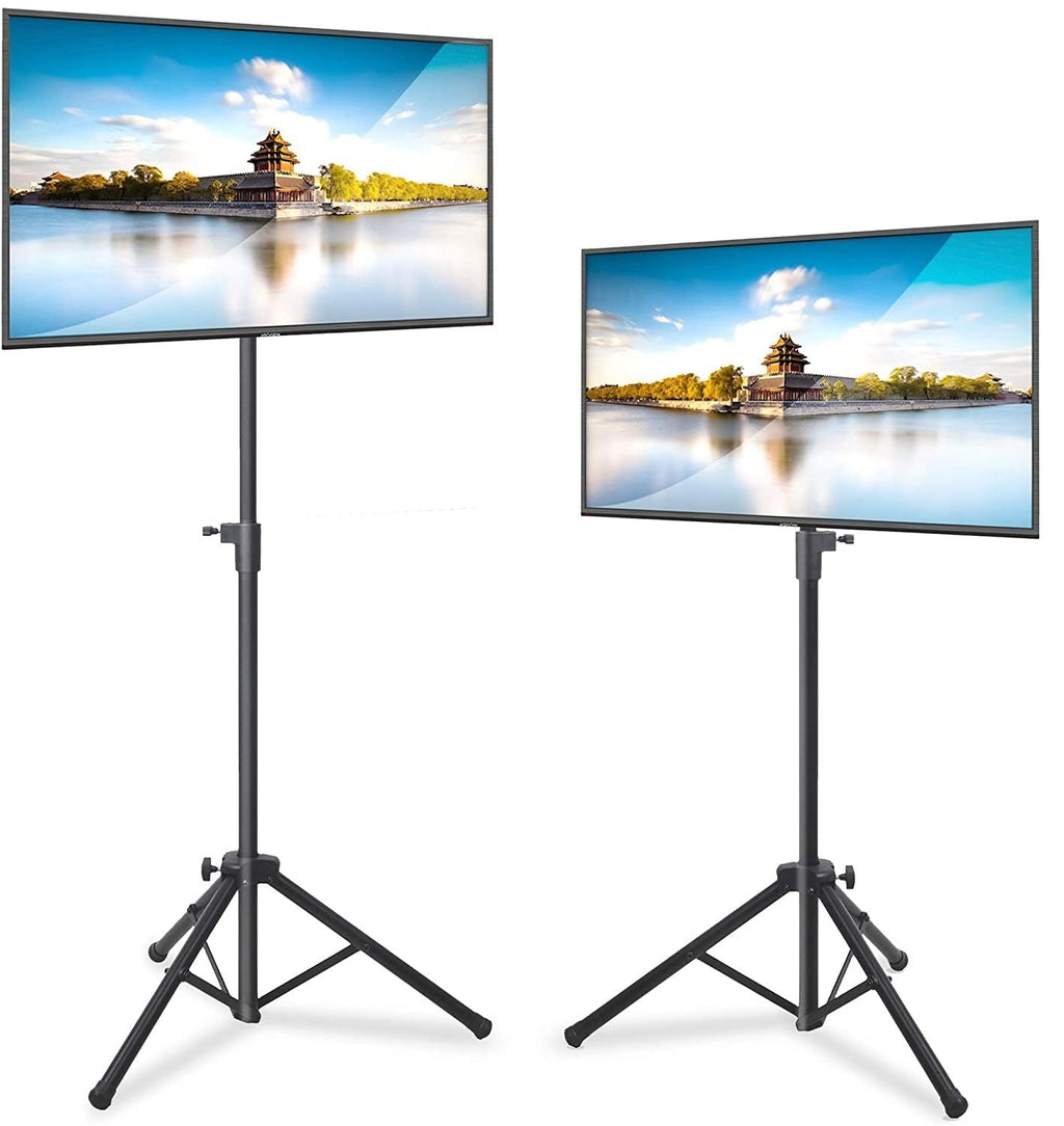 LED TV Tripod Stand - 2 Pcs Portable TV Stand, Foldable TV Stand Mount, Fits LCD Flat Panel Screen TV Up to 32" w/Adjustable Tilt & Height, 22lbs Weight Capacity, VESA 75, 100 - PTVSTNDPT3215X2