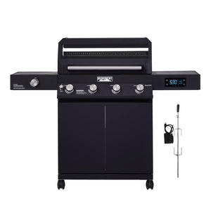 4-Burner Liquid Propane Gas Smart bbq Grill Denali 425 with Stainless Steel Rotisserie Kit(2 Items)