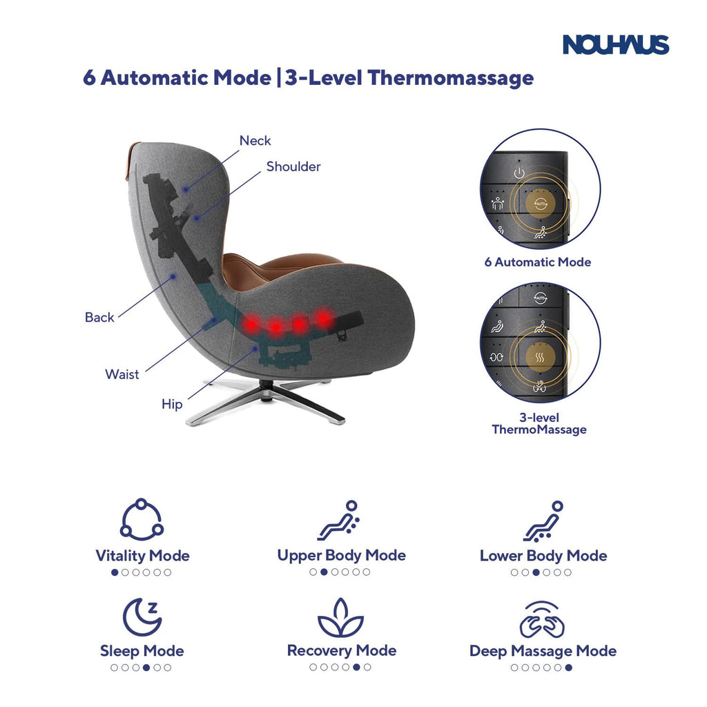 Classic Massage Chair with Ottoman – Caramel Leather Recliner with Percussive Shiatsu Massager, Built-in Speaker & Full Body Spot Massage – Ultimate Comfort for Home & Office
