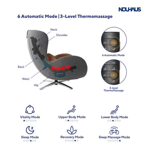 Classic Massage Chair with Ottoman – Caramel Leather Recliner with Percussive Shiatsu Massager, Built-in Speaker & Full Body Spot Massage – Ultimate Comfort for Home & Office