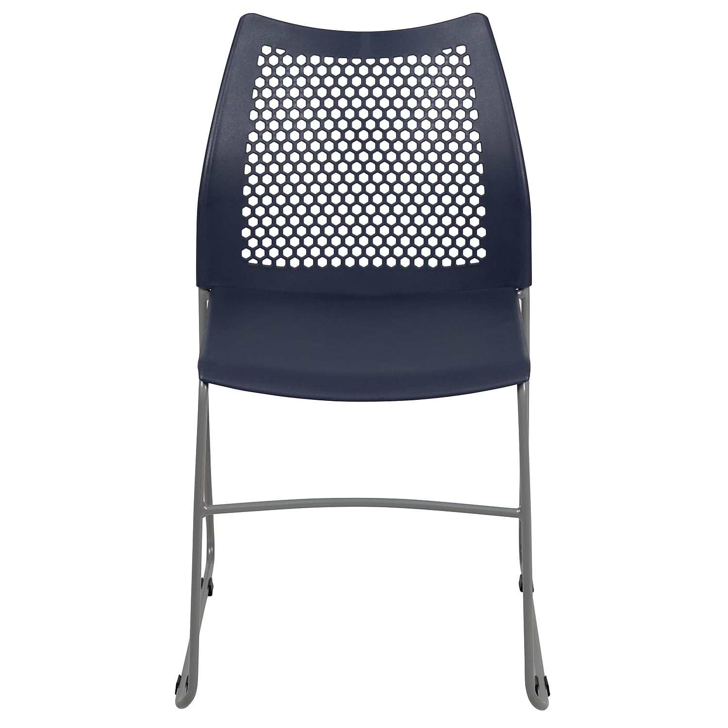 Set of 5 Navy, Orange, Hercules Series Contoured Lobby Chairs with Air-Vent Honeycomb Backs, Ergonomic Stacking Chairs for Offices