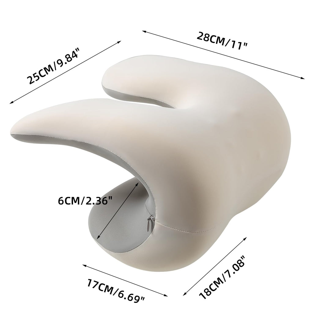 Office Chair Neck Pillow, Memory Foam Ergonomic Nap Pillow Office Chair Headrest Accessory, Neck Support Pillow Ideal for Office and Gaming, Gray and White