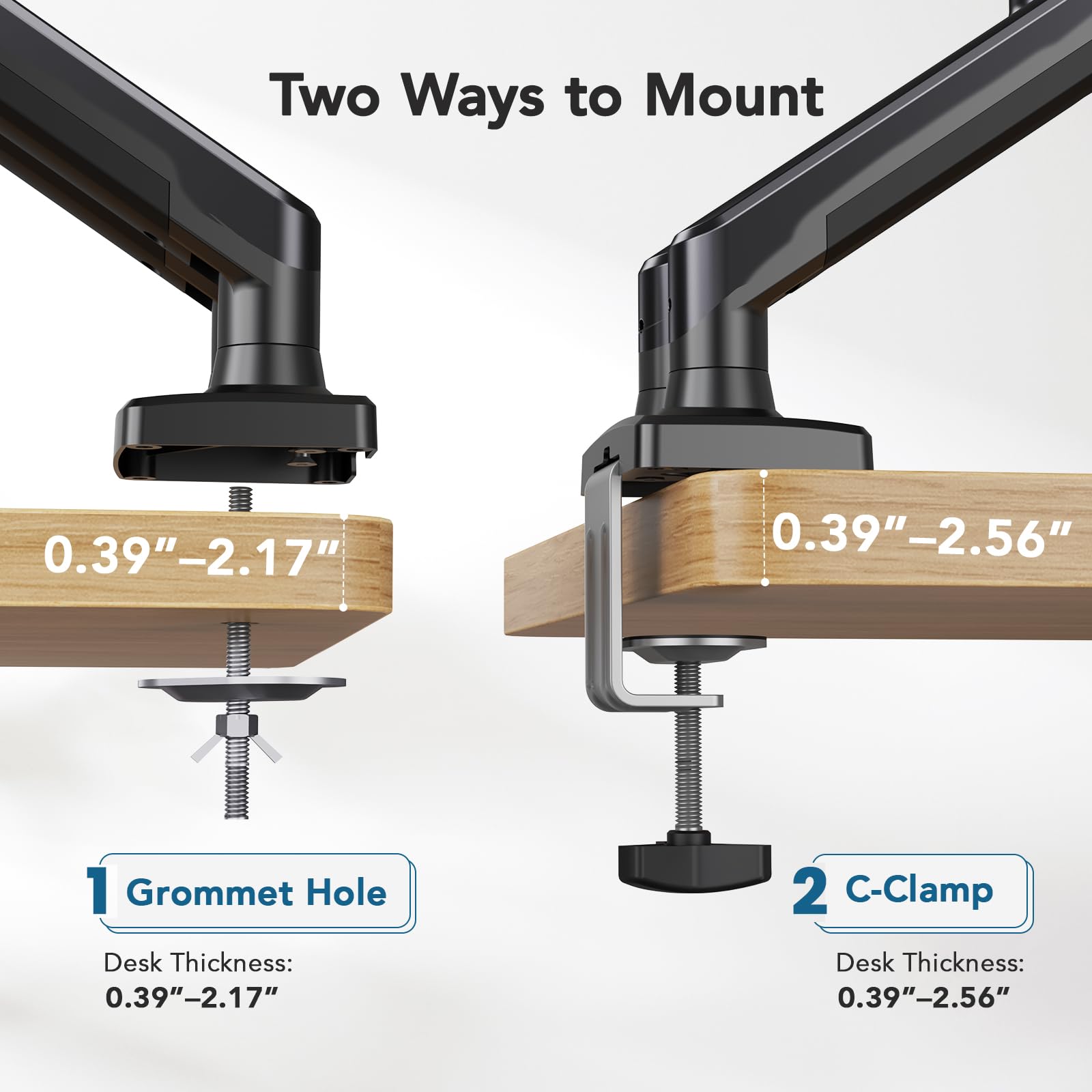 Dual Monitor Mount for 2 Monitors up to 32 inches, Each Arm Holds Max 22lbs, Dual Monitor Stand with Advanced System, Height-Adjustable/Tilt/Swivel/Rotate, VESA Standard 75mm or 100mm