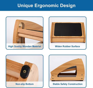 Ergonomic Under Desk Footrest, 3 Adjustable Heights Wooden Office Footrest, Large Anti-Slip Surface, Improves Posture and Blood Circulation, up to 400lbs (Natural)