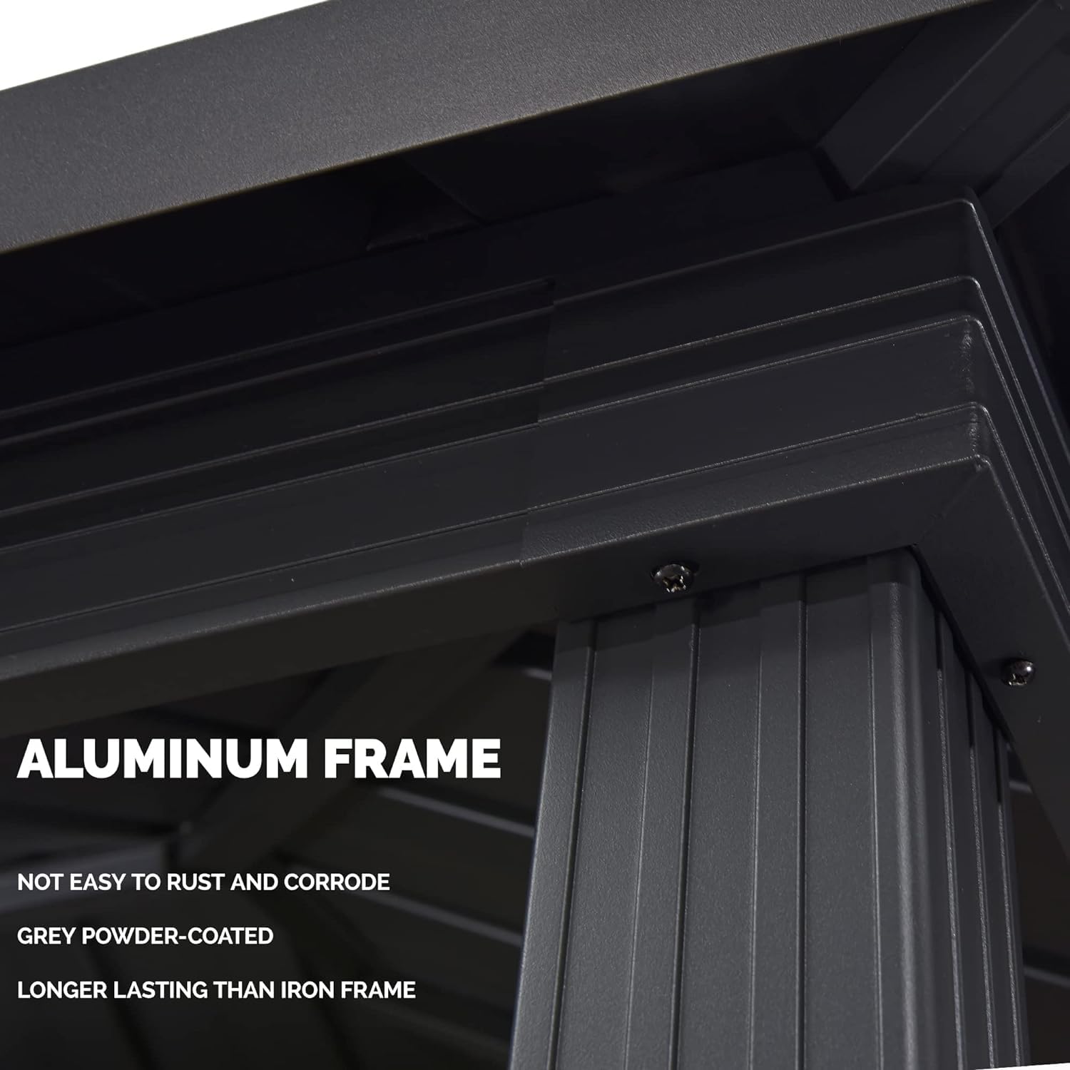 6' X 8' Hardtop Grill Gazebo for Patio Permanent Aluminum Barbeque Shelter Canopy with Ceiling Hook and Shelves Double Tiered Grey Outdoor BBQ Gazebo