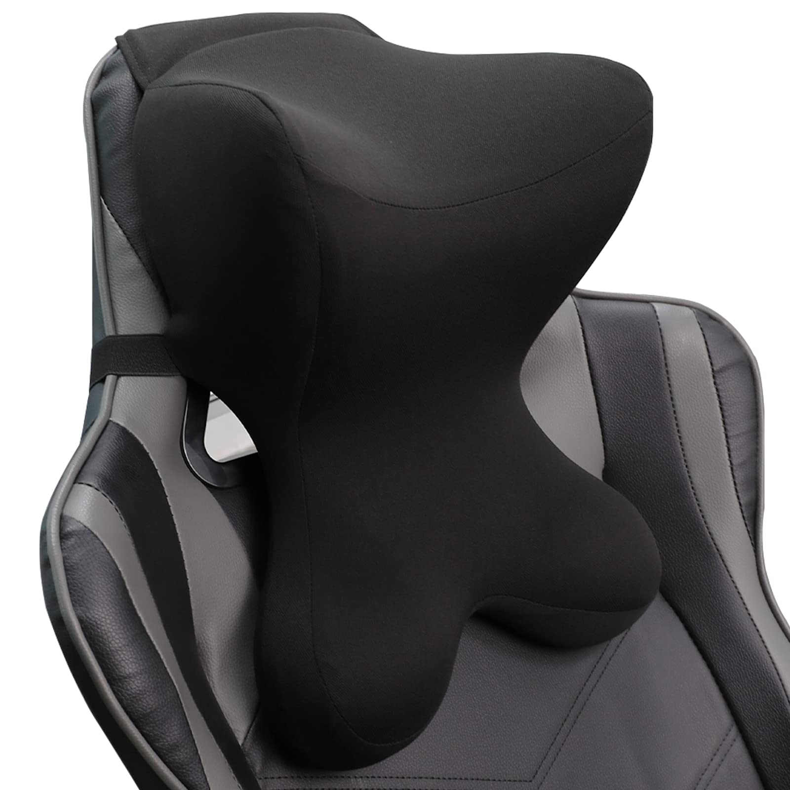 Neck Pillow for Driving Seat Car headrest Pillow/Gaming Chair Pillow with Adjustable Strap Removable Cover Ergonomic Design Neck Support Pillow for auto, Office Chair, Gaming Chair(Black)
