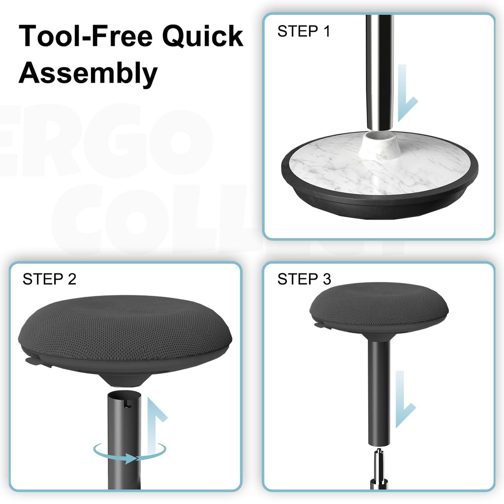 Adult Wobble Stool - Anti-Fatigue Standing Desk Stool with 360° Rocking Non-Slip Curved Base, Height Adjustable 22-32 Inch Standing Chair for Home & Office,Faux Marble