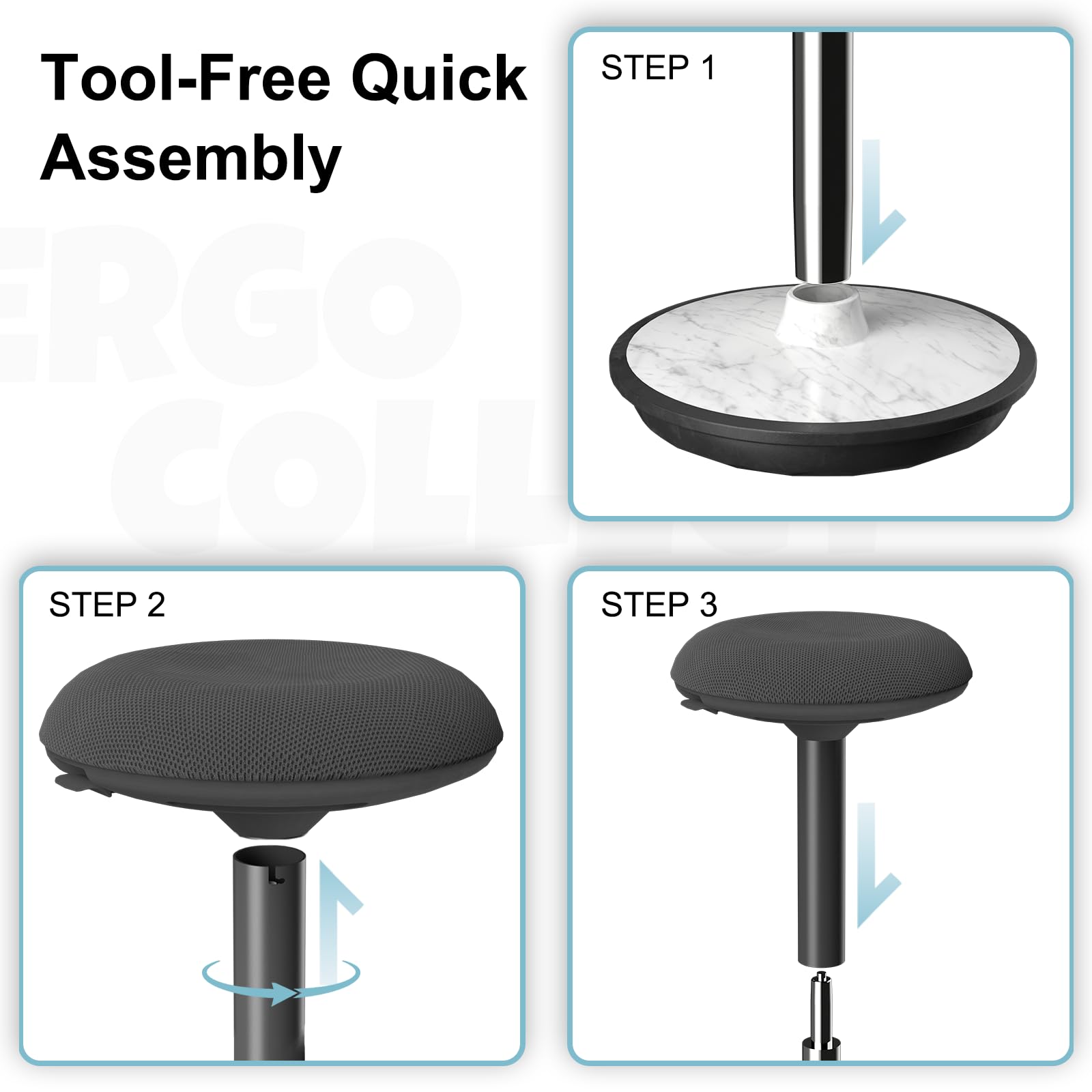 Adult Wobble Stool - Anti-Fatigue Standing Desk Stool with 360° Rocking Non-Slip Curved Base, Height Adjustable 22-32 Inch Standing Chair for Home & Office,Faux Marble