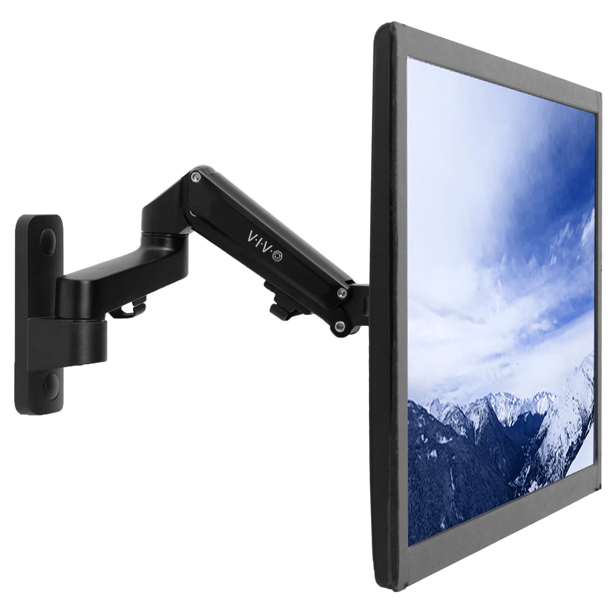 Premium Aluminum Single LCD Monitor Wall Mount for Screens up to 32 inches, Pneumatic Adjustable Arm fits up to VESA 100x100, MOUNT-G100B