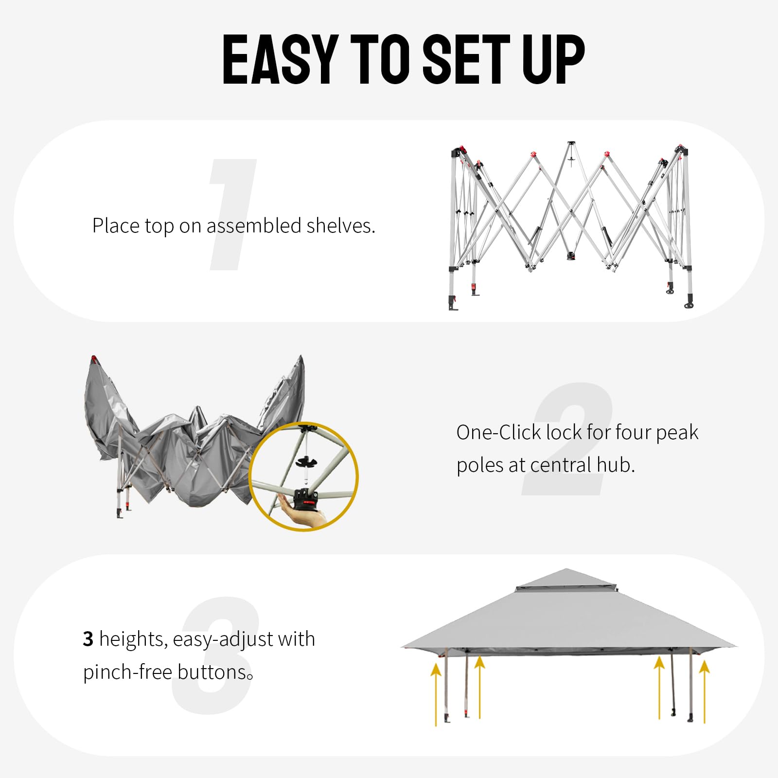 13x13 Pop Up Gazebo, Canopy Tent, Gazebos on Clearance - Outdoor Gazebo for Backyard & Patio Furniture - Carpa Pop Up Tent with Wheeled STO-N-Go Cover Bag (Grey)
