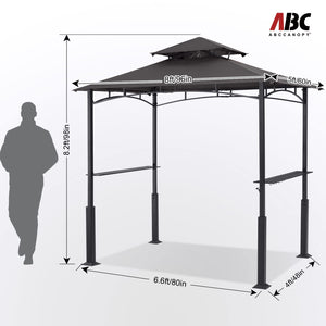 8x5 Grill Gazebo - Outdoor BBQ Canopy Shelter with Led Light for Patio Backyard Grilling (Dark Gray)