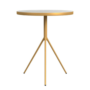 Marble Top End/Side Round Table with Gold Base