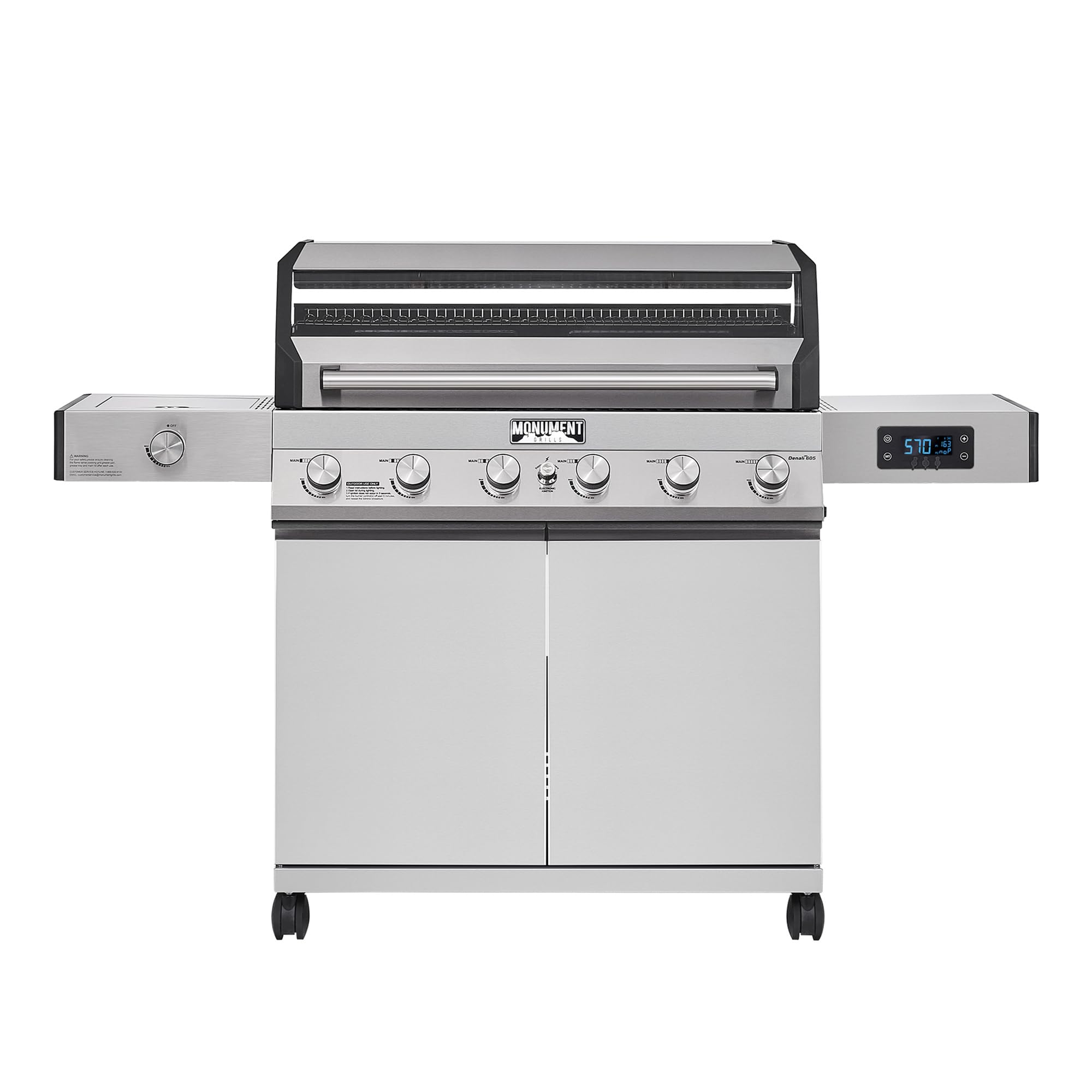 6+1 Convertible Natural Gas Smart bbq Grill, 6 Burners & 1 Side Burner Stainless Steel Denali 605 with Smart Technology, Knob Controls (Without Conversion Kit)