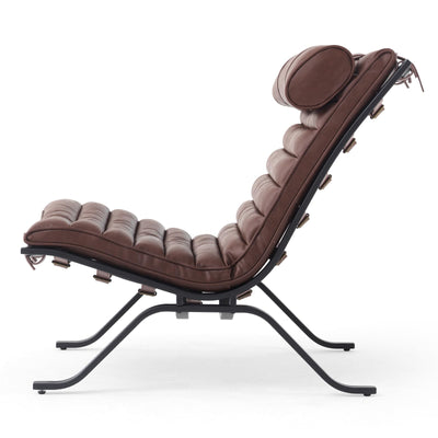 Leather Upholstered Armless Chair Modern Design Luxury Lounge Chair (Dark Brown)