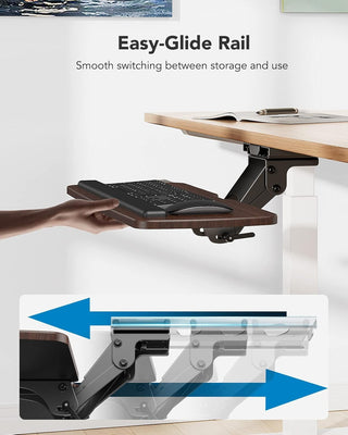 Keyboard Tray Under Desk, 360 Adjustable Ergonomic Sliding Keyboard & Mouse Tray, Under Desk Keyboard Tray Slide Out, Keyboard Holder Under Desk for Typing in Home, Office Work, 25