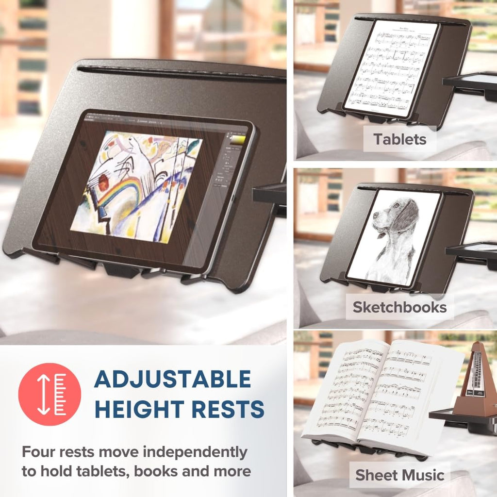 G2 Deluxe Adjustable Laptop Stand – Rolling Computer Desk & Ergonomic Table for Bed, Sofa, or Office – Portable Mobile Workstation with Tilt – Fits Devices up to 16″ - Charcoal & Black