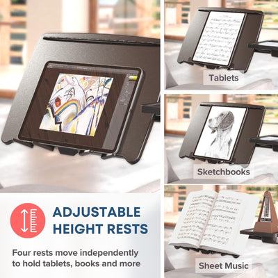 G2 Deluxe Adjustable Laptop Stand – Rolling Computer Desk & Ergonomic Table for Bed, Sofa, or Office – Portable Mobile Workstation with Tilt – Fits Devices up to 16″ - Charcoal & Black