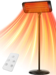 Outdoor Heaters for Patio, 12H Timer&3 Heat Level, IP54 Waterproof Electric Heater,1500W Infrared Heating Covers 300Sq.ft, Tip-Over Protection, Towel Bracket, Remote, 83