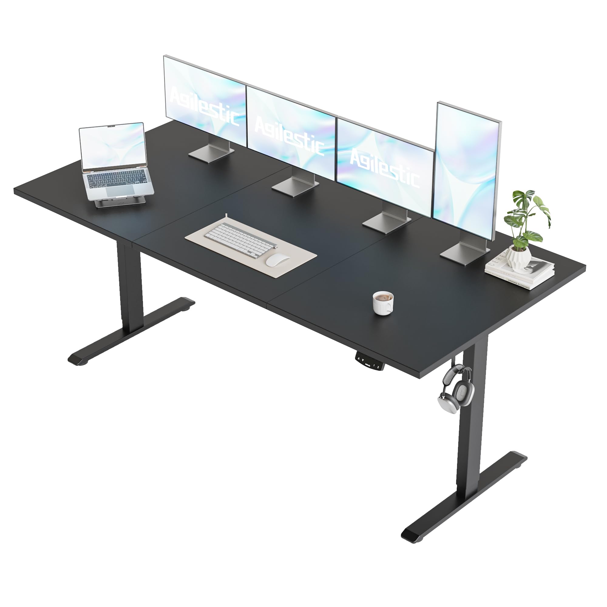 Electric Standing Desk, 71 x 31.5 Inches Height Adjustable Desk, Sit Stand up for Work Office Home, Ergonomic Rising Computer Table with Memory Preset, Black