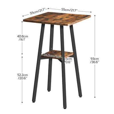 Bar Table, 2-Tier High Top Pub Table, Counter Height Table with Storage, Small Kitchen Dining Table, 36.6