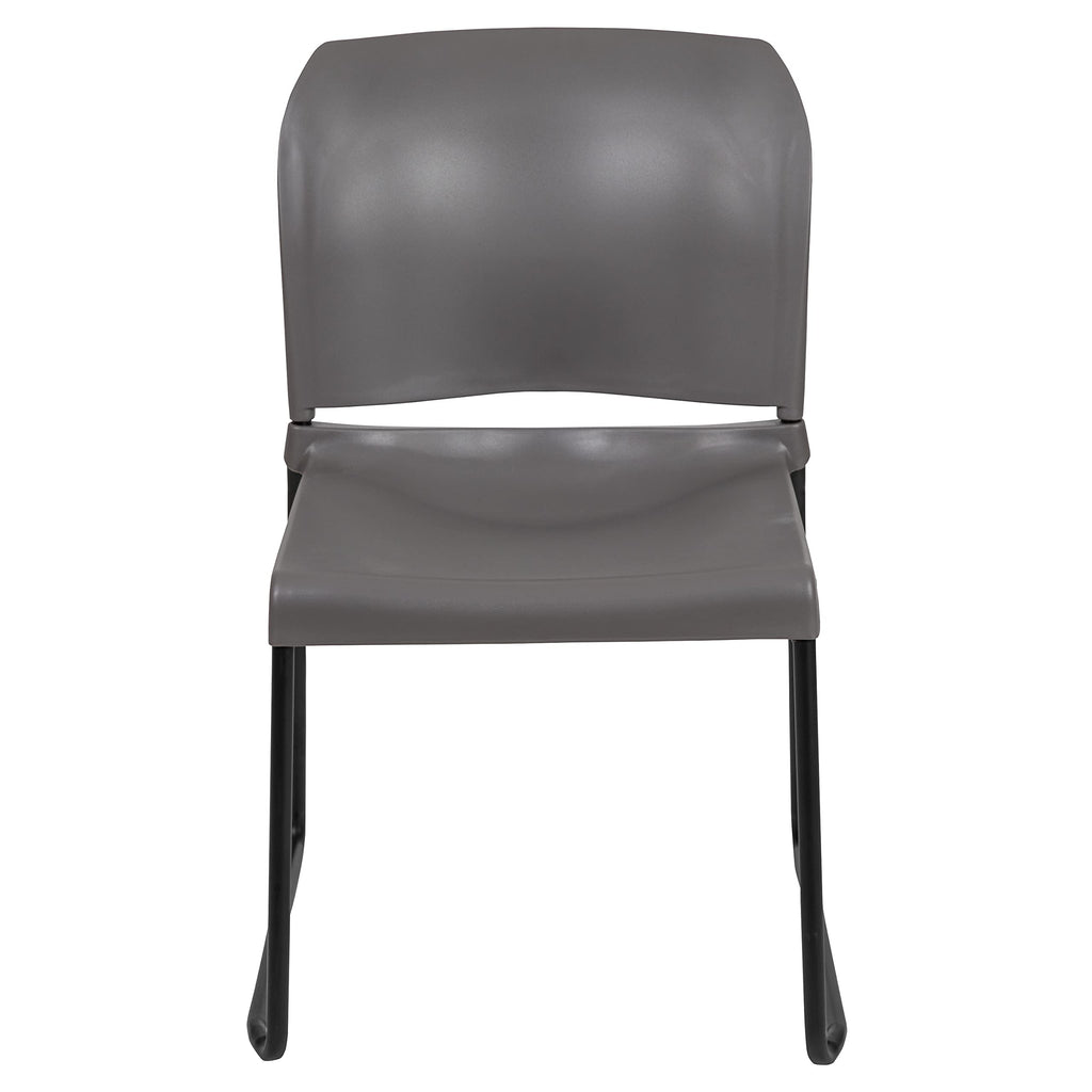 HERCULES Series 880 lb. Capacity Gray Full Back Contoured Stack Chair with Black Powder Coated Sled Base