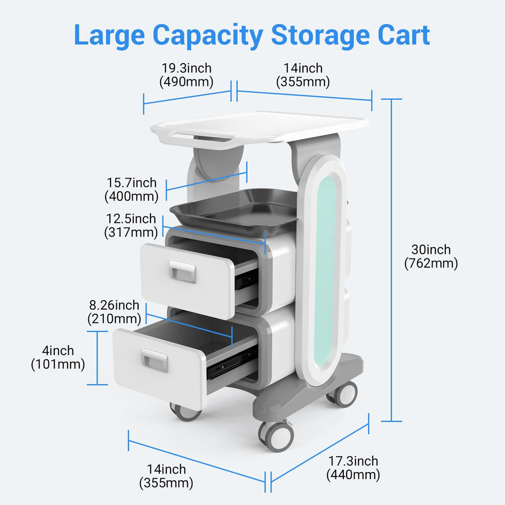 Medical Carts with Wheels, Mobile Ultrasound Cart, Rolling Dental Carts with Drawers, Professional Trolley Cart with Trays for Hospital Clicnic Lab Beauty Salon