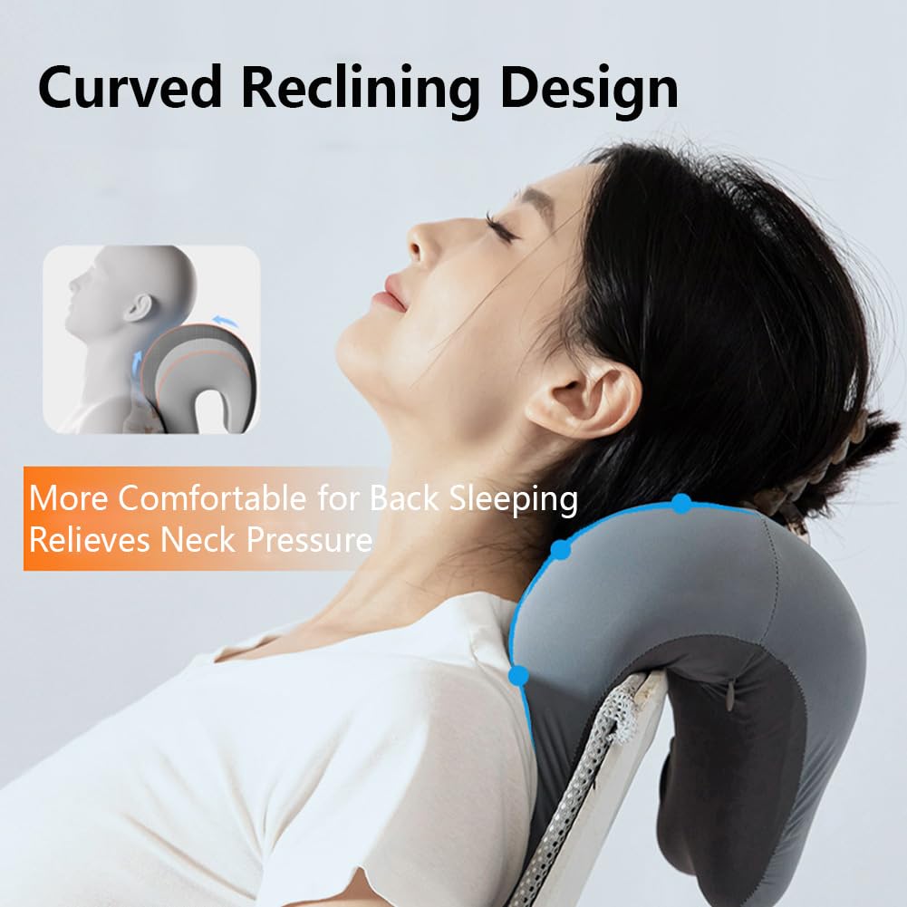 Office Chair Headrest, Memory Foam Neck Support Pillow for Napping, Headrest Pillow Back Support for Adults & Students, Universal Fit for Wheelchair/Office Chair (Grey)