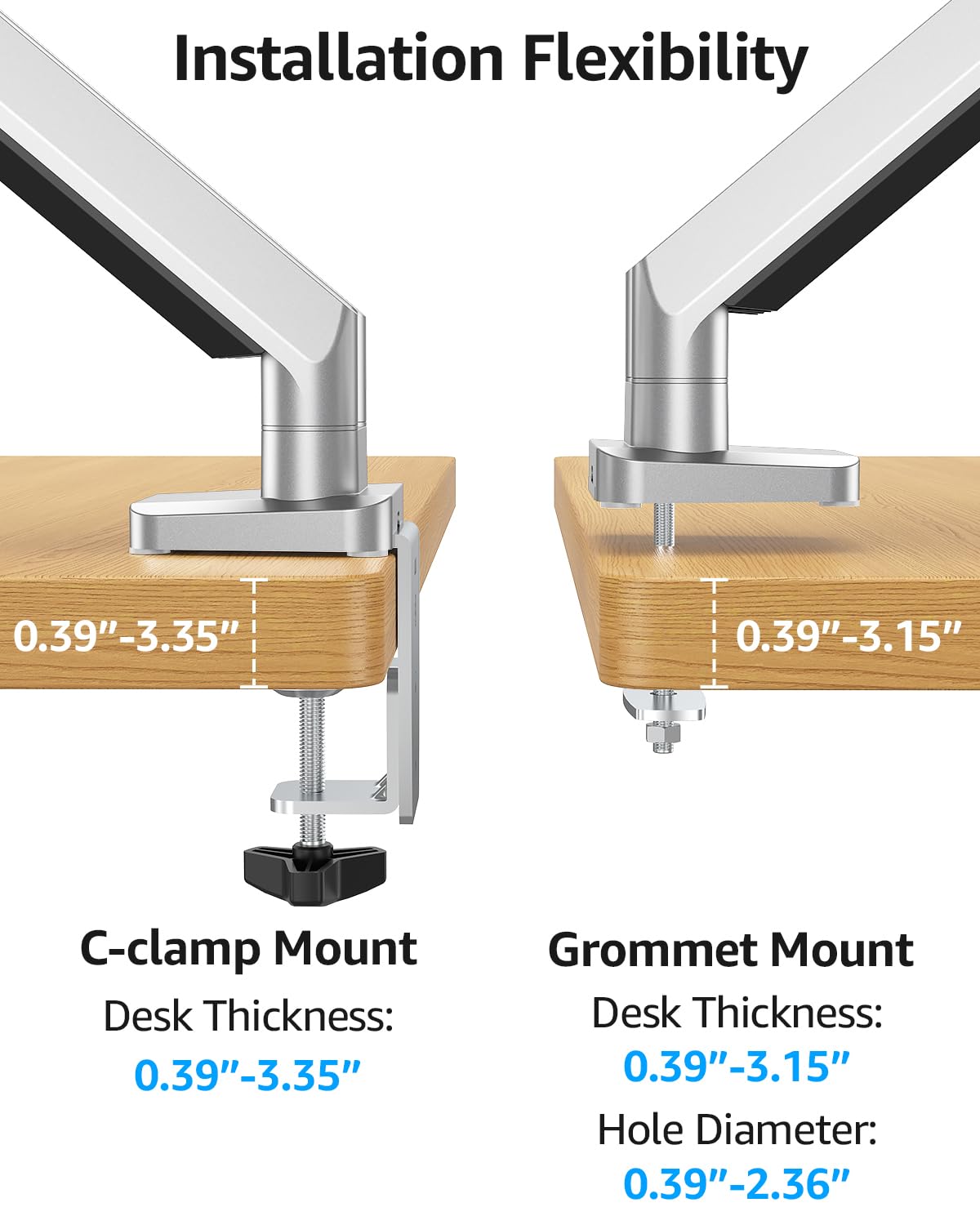 Dual Monitor Desk Mount, Die-Cast Aluminum Fully Adjustable Double Monitor Arm, Computer Monitor Stand Fits 2 Screen 17 to 32 inch - Each Arm Holds 4.4-19.8LBS