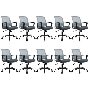 Ergonomic Office Desk Chair - Mesh Office Chair with Adjustable Lumbar Support, Rolling Comfortable Computer Task Chairs with Arms for Home Conference-Gray, 10 Pack