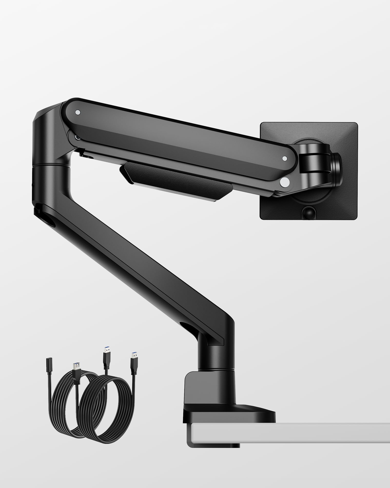 Deluxe Monitor Arm with USB A/C up to 40 Inch Holds 26.4 lbs Curved Screens Aluminum Fully Motion Single Monitor Stand with Clamp/Grommet, Quick Release Plate,75/100mm VESA, MA1008UCBK