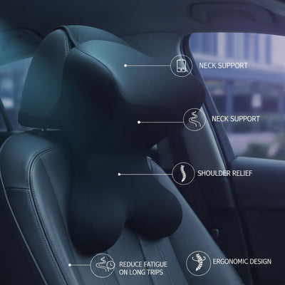 Neck Pillow for Driving Seat Car headrest Pillow/Gaming Chair Pillow with Adjustable Strap Removable Cover Ergonomic Design Neck Support Pillow for auto, Office Chair, Gaming Chair(Black)