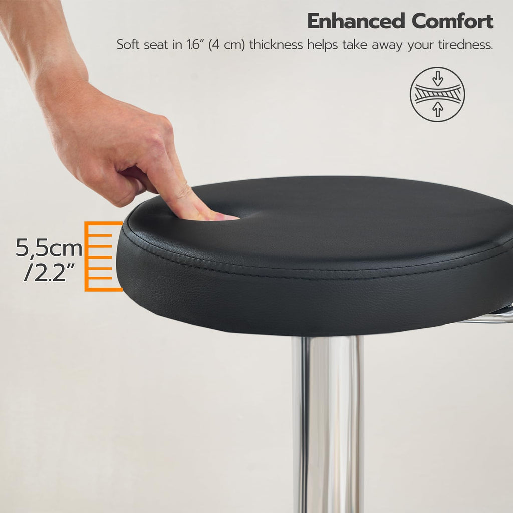 Height Adjustable Rolling Stool, 360° Rotating Drafting Chair, Multi-Purpose Office Desk Chair, Rolling Swivel Salon Stool Chair, for Barber Shop, Nail Salon, Office, Black SB01BY01G1
