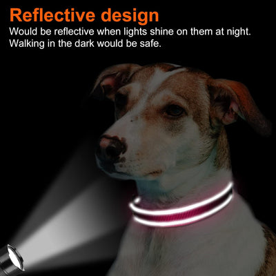 Reflective Dog Collar, Soft Neoprene Padded, Metal D-Ring, Nylon Pet Collar Adjustable for Small Dogs, Hotpink, S