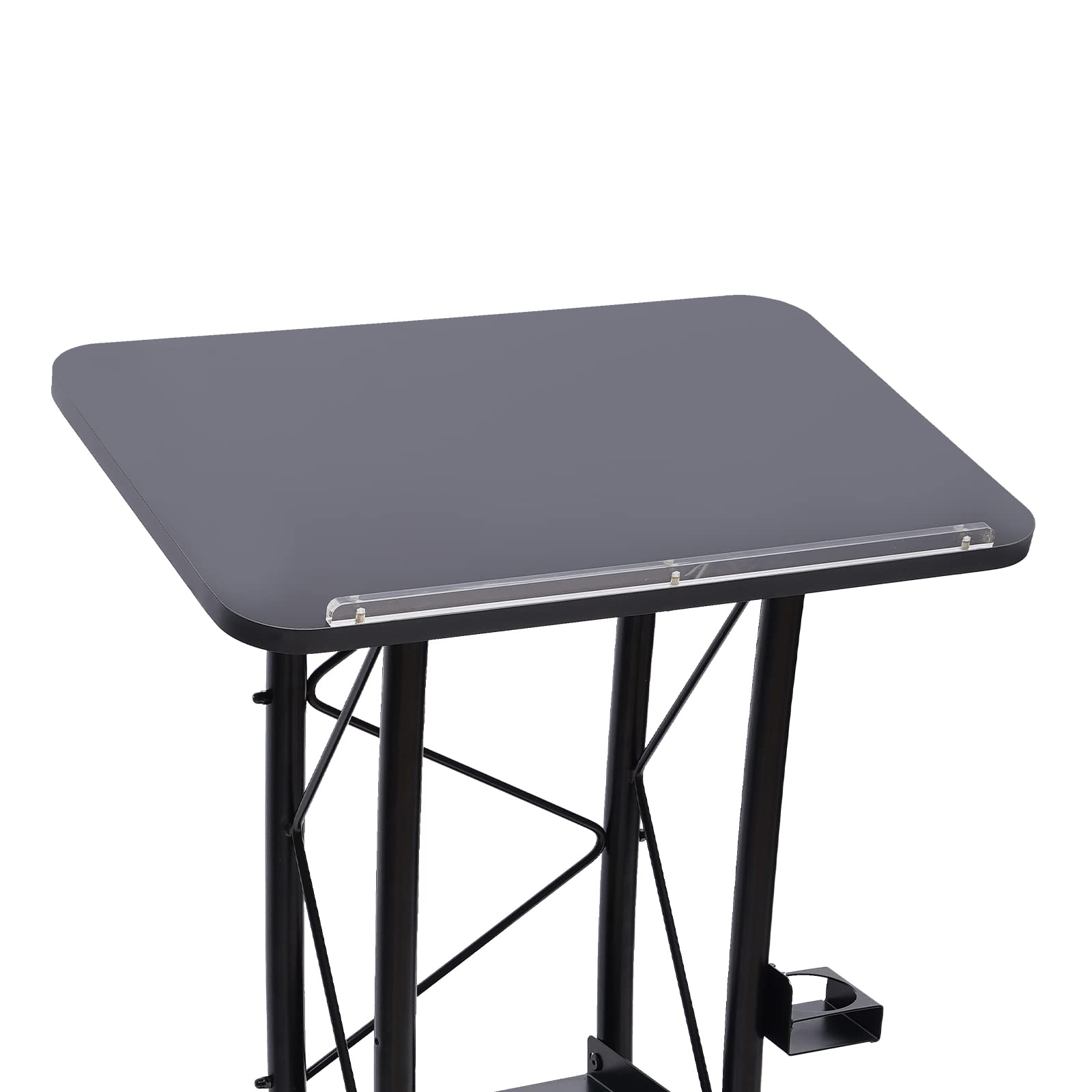 Metal Black Podium Conference Presentation Pulpit School Office Church Lectern,Curved Design Cup Holder Design, Wrought Paint Curved Podium, Schools, Churches, Meeting Rooms
