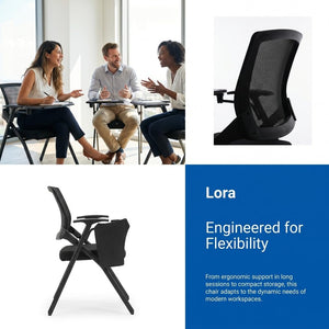 50 Pcs, Folding Training Chairs with Desk Attached, Mobile Office Meeting Chair with Writing Tablet and Cup Holder, Space-Saving Nesting Conference Chair for Classroom, Seminar