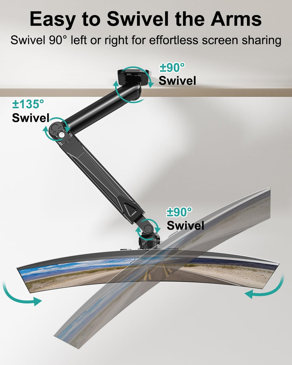 Single Monitor Wall Mount for 13 to 32 Inch Computer Screens, Height Adjustable Wall Mount Monitor Arm Holds Up to 19.8lbs, Full Motion Wall Bracket, VESA Mount 75x75, 100x100, Black