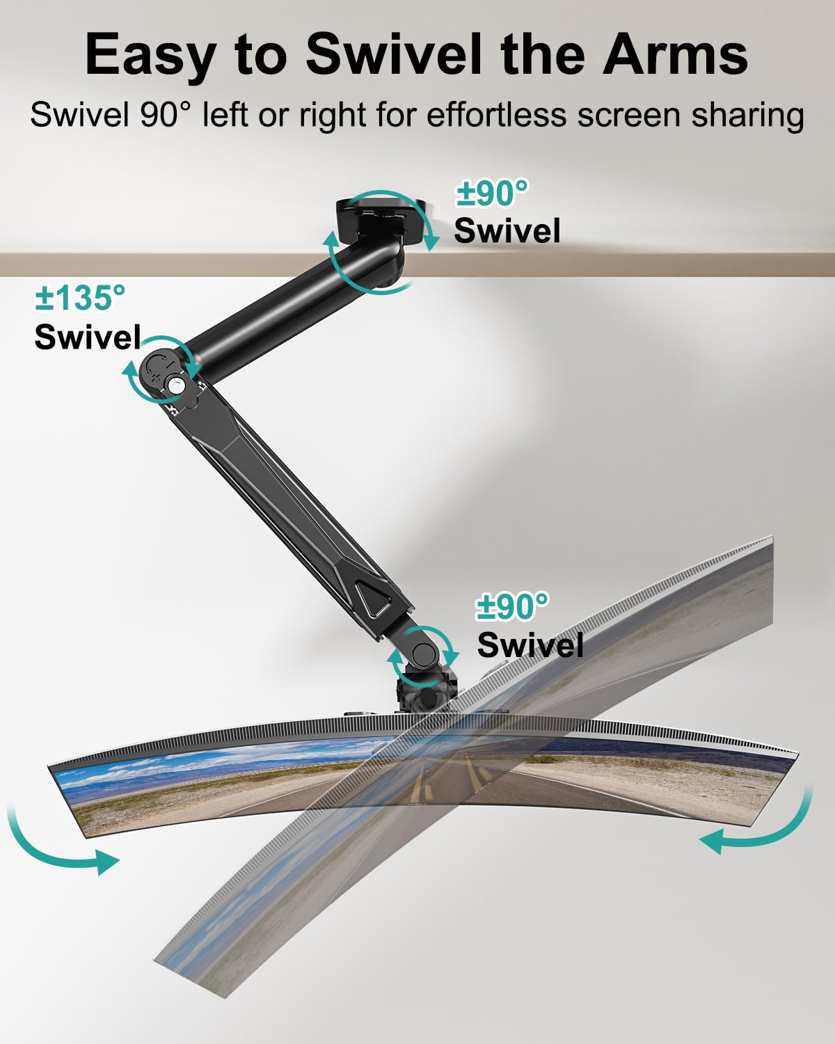 Single Monitor Wall Mount for 13 to 32 Inch Computer Screens, Height Adjustable Wall Mount Monitor Arm Holds Up to 19.8lbs, Full Motion Wall Bracket, VESA Mount 75x75, 100x100, Black