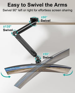 Single Monitor Wall Mount for 13 to 32 Inch Computer Screens, Height Adjustable Wall Mount Monitor Arm Holds Up to 19.8lbs, Full Motion Wall Bracket, VESA Mount 75x75, 100x100, Black