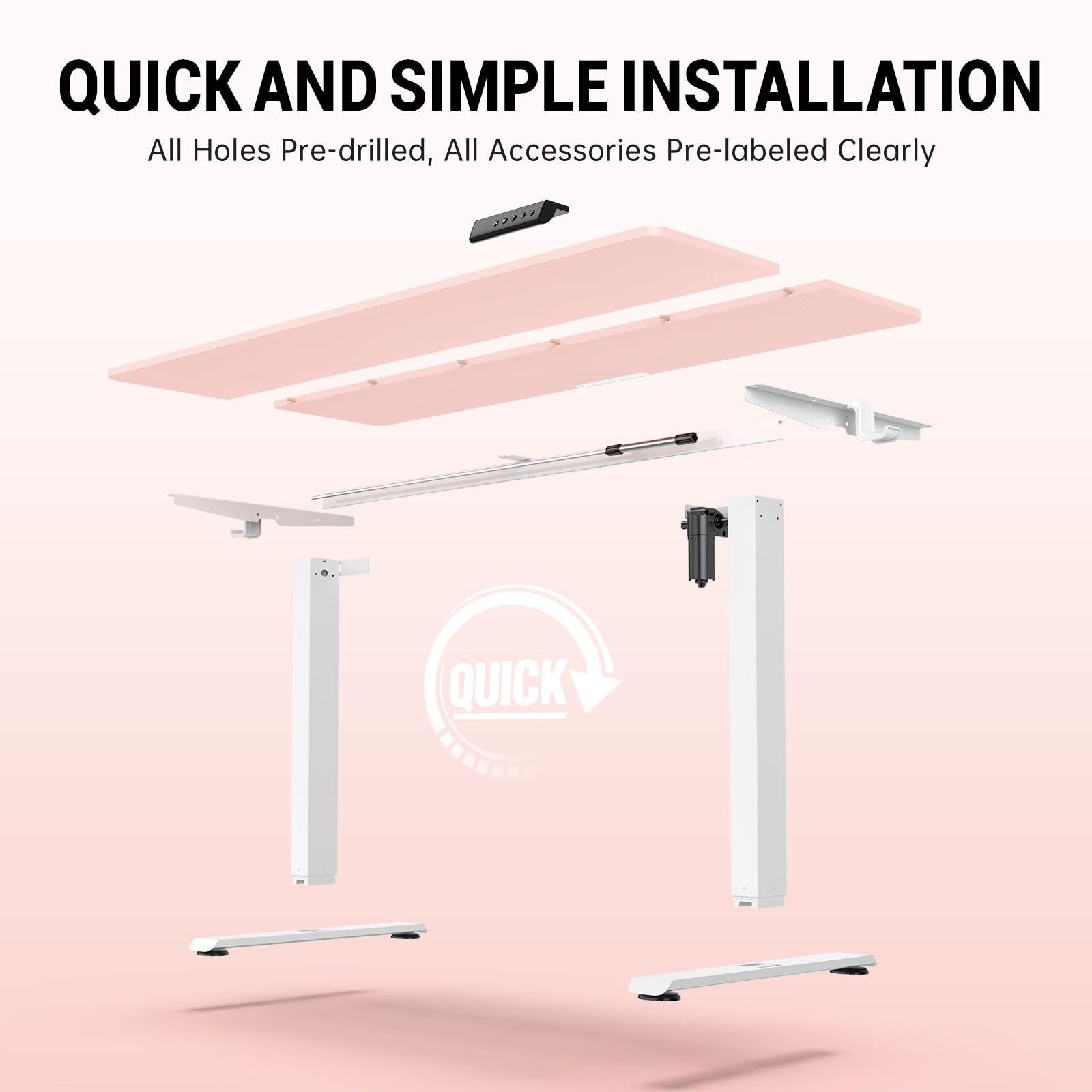 55 Inch Large Electric Standing Desk, 4 Memory Heights Adjustable,Sit to Stand Up, Work Home Office Computer Table for Study, Walking Pad, Writing, and Games, Wooden Desktop Desks, Pink