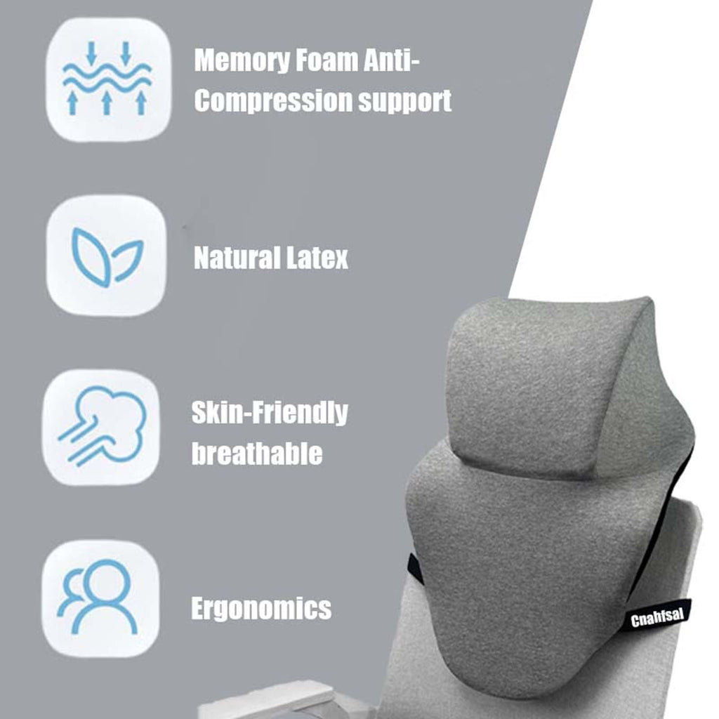 Neck Support for Office Chair，Memory Foam Neck Support Enlarge Head Rest for Office Chair，Washable Cover with Fixed Strap Suitable for Most Office Chairs Without Headrests