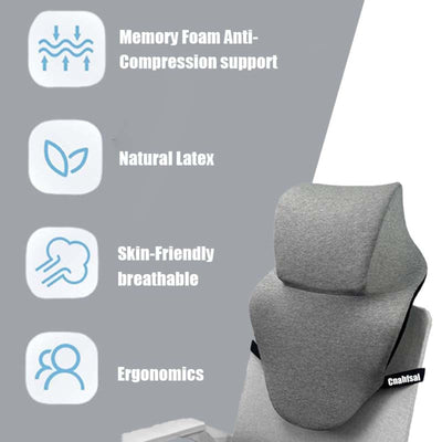 Neck Support for Office Chair，Memory Foam Neck Support Enlarge Head Rest for Office Chair，Washable Cover with Fixed Strap Suitable for Most Office Chairs Without Headrests