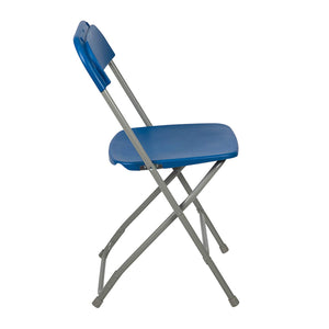 Set of 10, Blue Hercules Series Plastic Folding Chairs for Parties and Weddings, Stackable Commercial Event Seats,