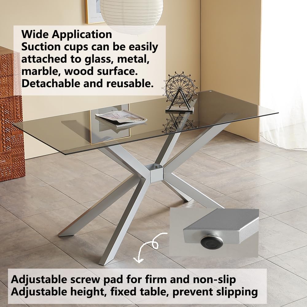 Modern Table Base 29" Metal Dining Table Legs with Suction Cups, Desk Base for Marble,Glass,Wood Top, Furniture Legs for Coffee Table,Home,Kitchen, Office (Silver)