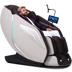 Zero Gravity Massage Chair with 55'' SL-Track & Body Scan - Shiatsu Massage Recliner with Heating & 40 Airbags - Voice Control, Foot Rollers, 15 Auto Modes & 9 Techniques (Coffee)