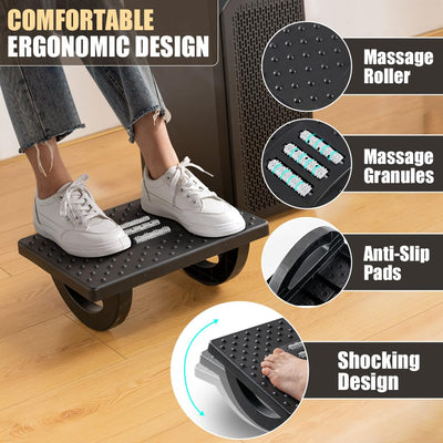 Foot Rest for Under Desk at Work - Ergonomic Foot Stools for Under Office Desk - Rocking Footrest with Roller Massager - Leg Rest for Chair, Computer Gaming -13