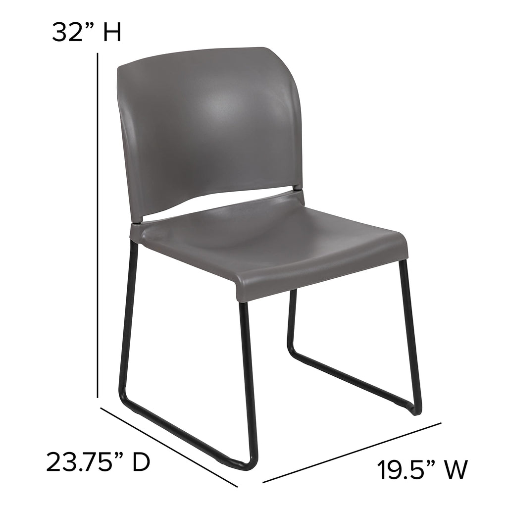 Set of 5, Gray, Hercules Series Contoured Stacking Chairs for Waiting Rooms and Offices, Ergonomic Lobby Chairs with Curved Back
