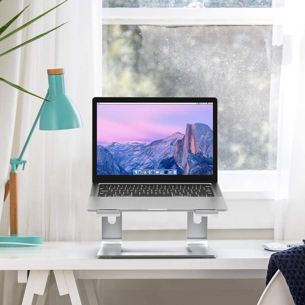 Aluminum Laptop Stand, Ergonomic Detachable Computer Stand, Notebook Riser, Laptop Mount Compatible with Air, Pro, Dell, HP, Lenovo More 10-15.6" Laptops, Silver